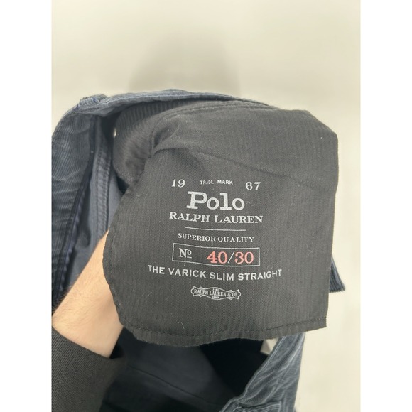 Polo Ralph Lauren The Varick Slim Straight Corduroy Pants Navy Blue Mens 40x30 - Picture 3 of 10